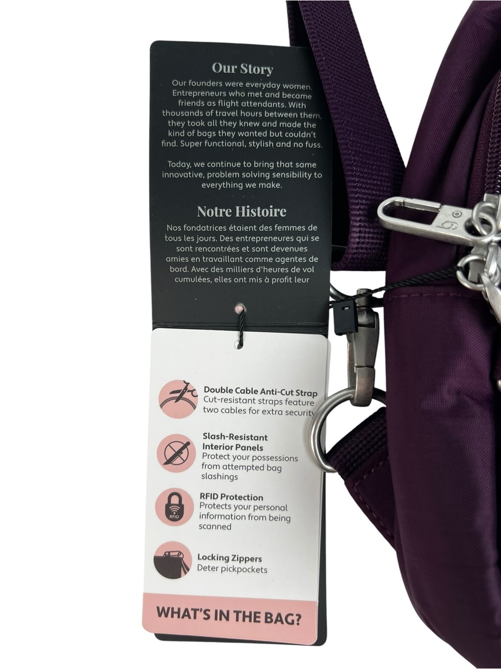 Baggallini Anti Theft Sling Crossbody Backpack RFID Purple NWT Travel Bag Plum - Picture 7 of 7